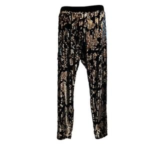 Ashro Velvet Sequin Black Legging Stretch Skinny Bling High Waist Party Pant